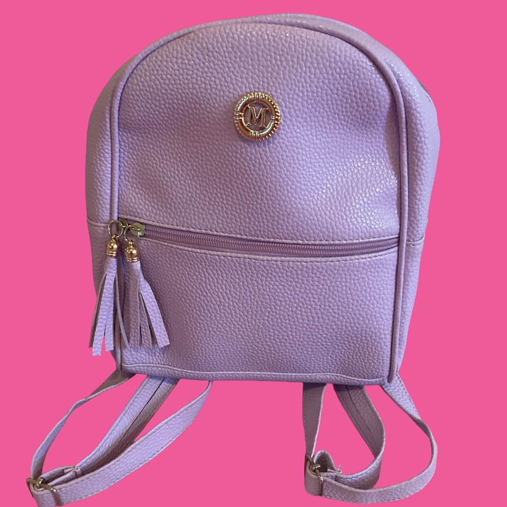 Light Purple/Lavender Pebbled Leather Backpack with Tassel Zipper Pulls